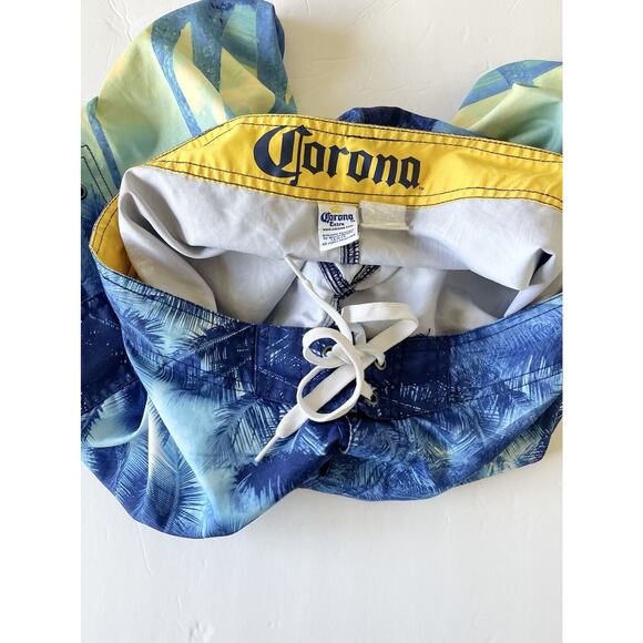 Carona Mens Blue Board Shorts Size LG Polyester Drawstring Preowned - Picture 10 of 11